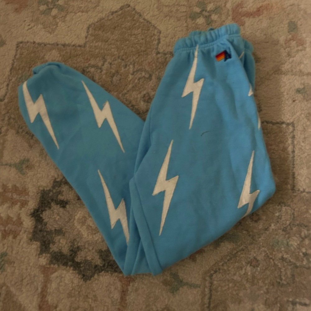 Aviator nation bolt stitch repeat sweatpants - sky // white
